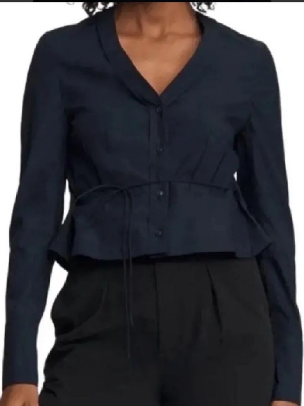 rag & bone Victorine Poplin Button Down Shirt with Peplum Waist size XS